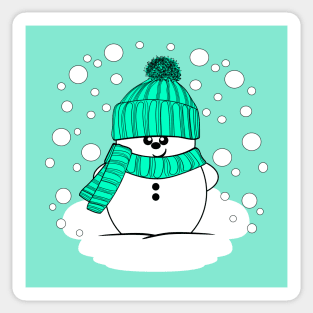Cheeky Christmas Snowman with Peppermint Hat and Scarf Sticker